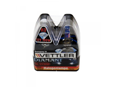 Лампа галоген.H3 12 V 100 W Diamant (к-т) (PK22s) VETTLER от VETTLER Лампа галоген.H3 12 V 100 W Diamant (к-т) (PK22s) VETTLER